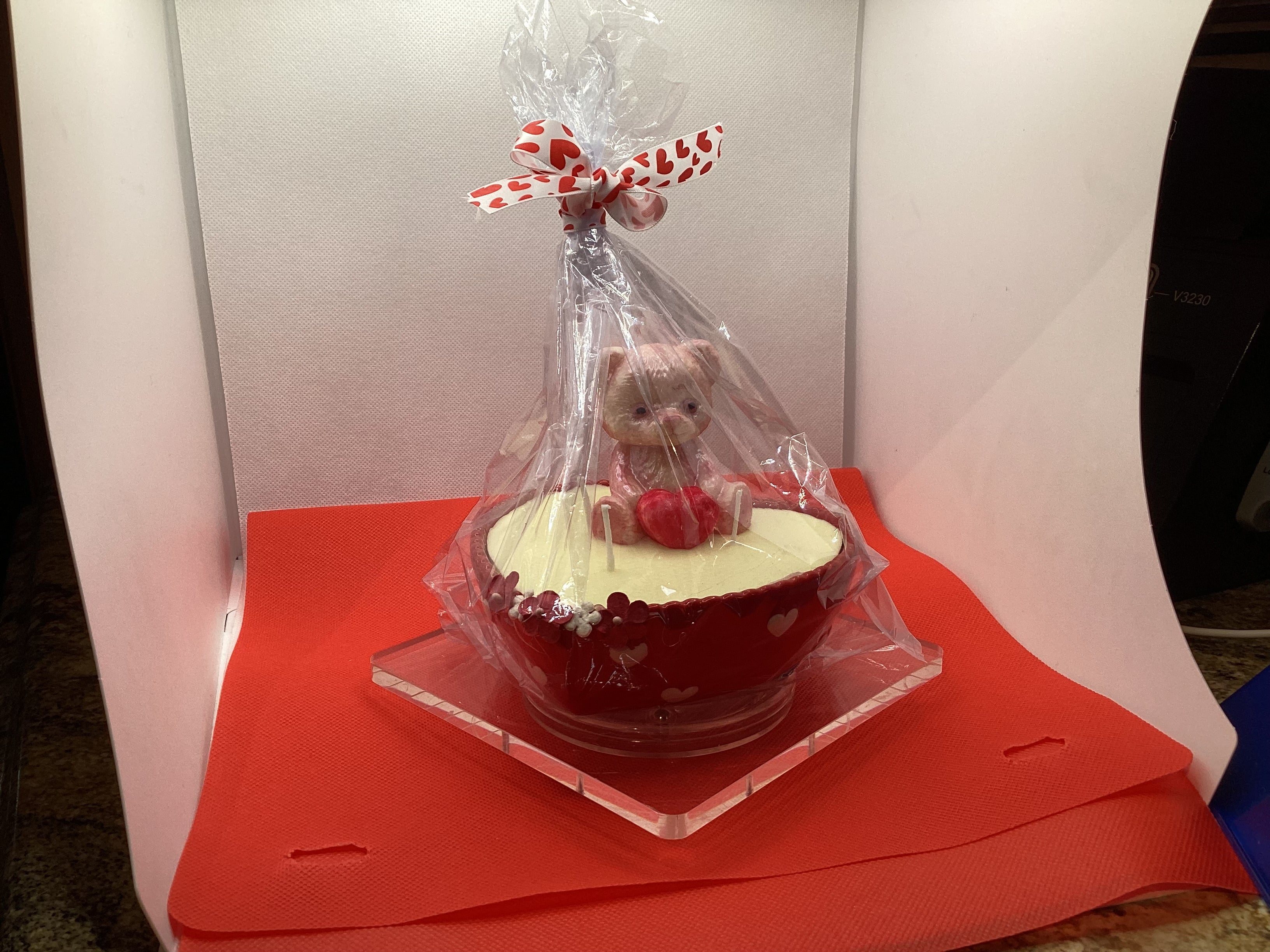 Red Heart Shape Bowl Candle